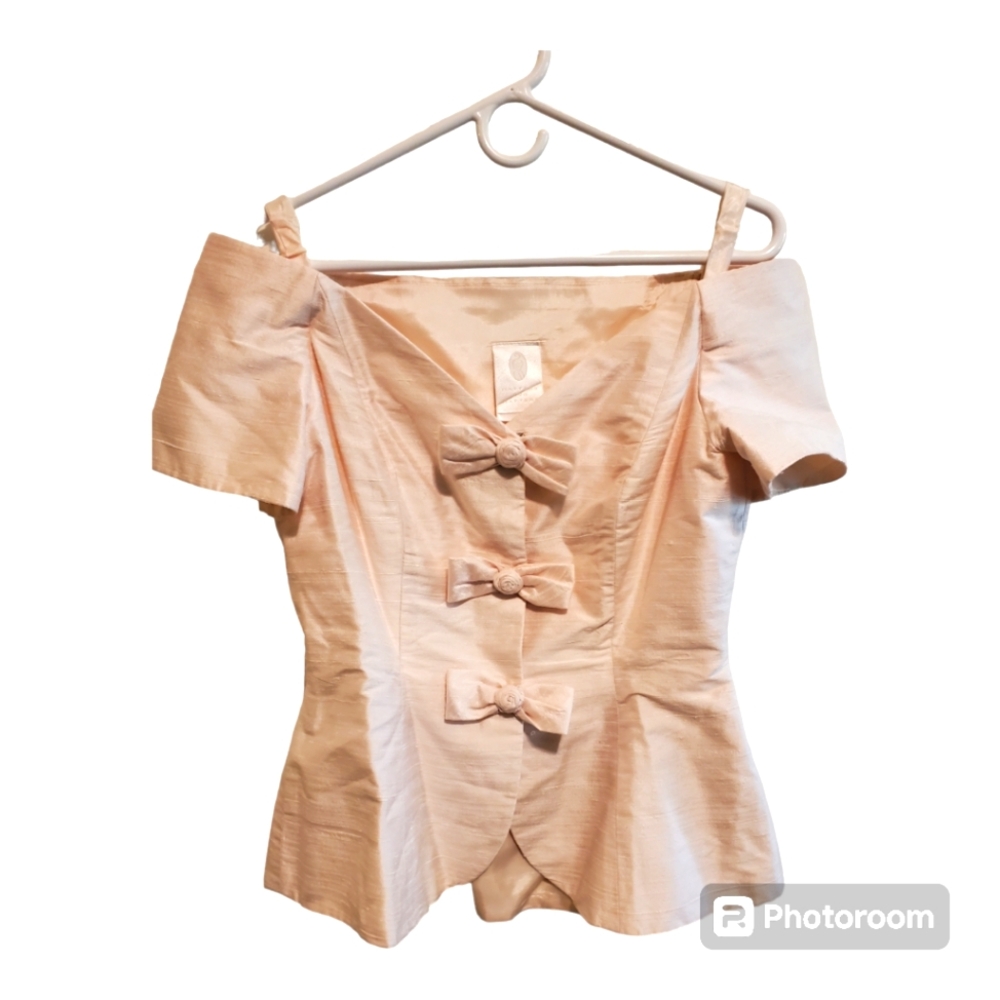 Watters and Watters vintage silk and cotton off shoulder top, size 8